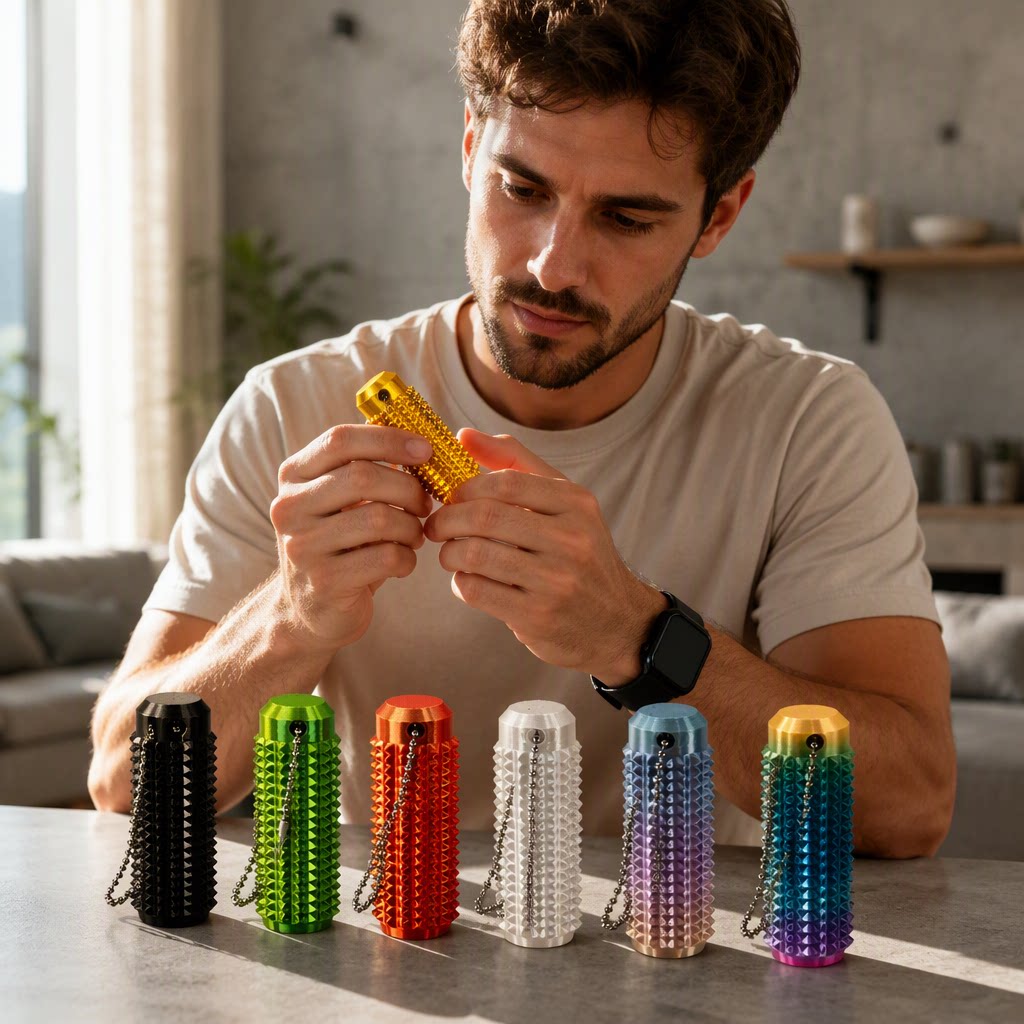 Rotating Textured Finger Fidget Keychain
